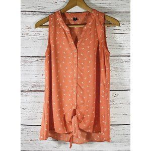 Maurices Womens Sleeveless Blouse Shirt Size Small Flamingos Buttons Summer